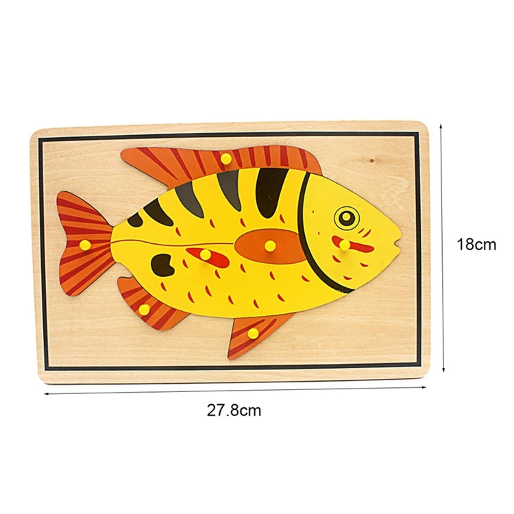 Children Educational Toys Montessori Materials Biology Wooden Skeleton Puzzle Frog Horse Tortiose Fish Bird Animal Toys for Boy