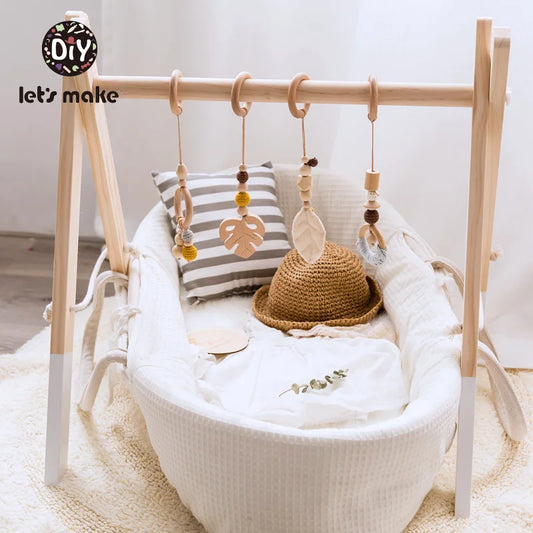 Baby Toys Wooden Play Gym Toys Nordic Baby Room Decor Wood Nursery Sensory Toy Gift Infant Room Clothes Rack Accessories Rattles
