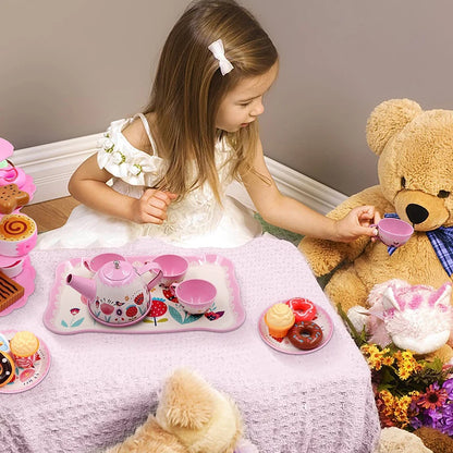 DIY Pretend Play Toy Simulation Tea Set Tableware Play House Kitchen Afternoon Tea Game Toys Gifts For Children Kids Girls