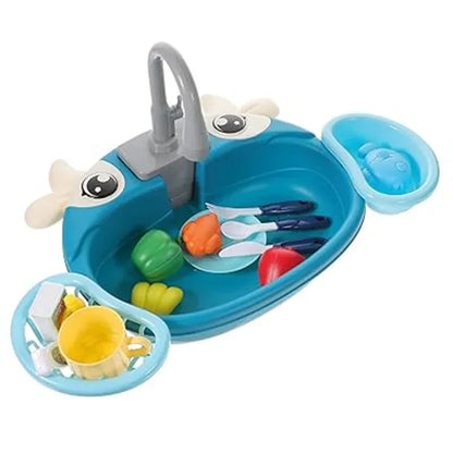 Toy Kitchen Set for Toddlers with Electric Circulating Water, Dishwasher Sink, Imaginative Pretend Play for Kids Boys Girls Ages