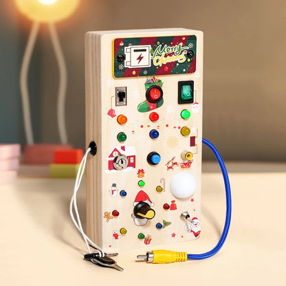 Kids Early Education Toys Electronic Led Light Baby Wooden Sensory Busy Board Montessori  For Toddler Christmas Gifts